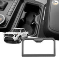 Front Row Cup Holder for Tacoma 2024- ABS Center Console Drink Mount, Anti-Spill Interior Organizer Accessory (Carbon Fiber Texture)