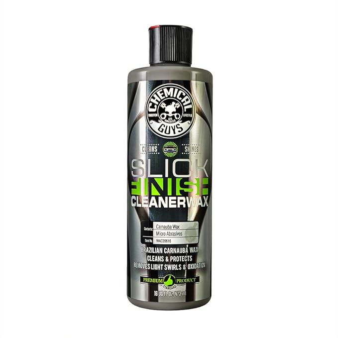 Chemical Guys WAC20616 Slick Finish Cleaner Wax Light Paint Cleanser & Brilliant Shine Carnauba Wax, 16 fl oz