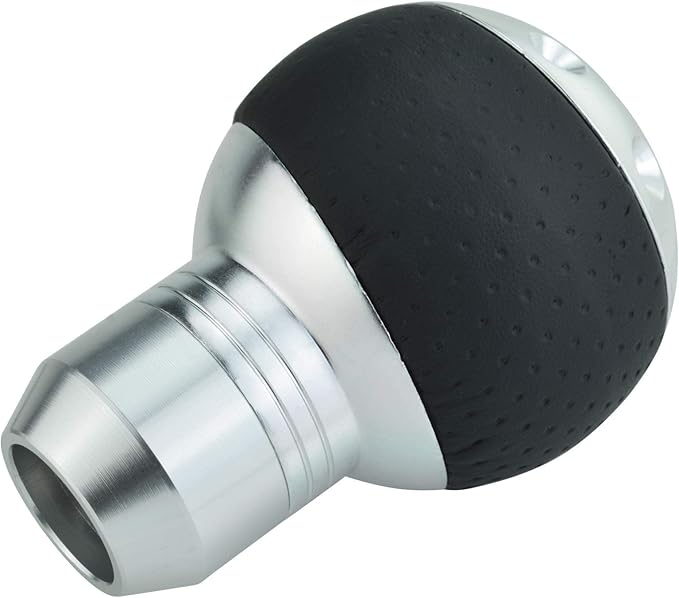 Lunsom 5 Speed Leather Shift Knob, Manual Transmission Handle Ball Gear Stick Shifter Head Fit Most Transmission Vehicle (Silver&Black)