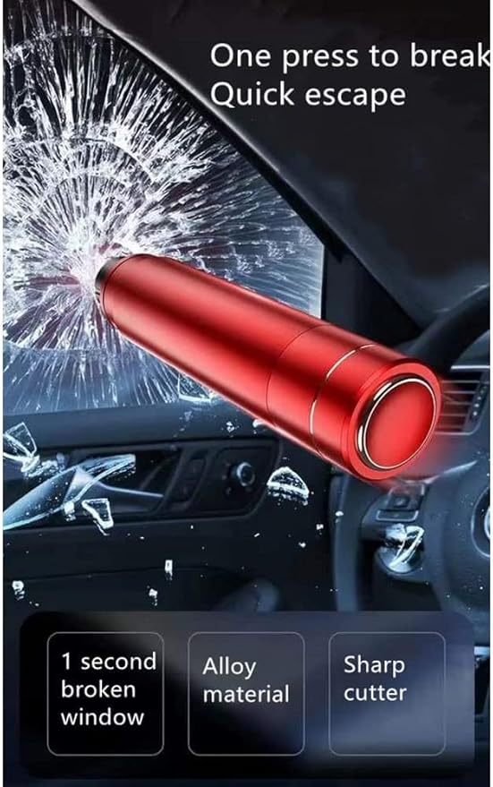 HHXS 2 Pack Car Safety Hammer Emergency Escape Tool One Second Window Breaker Seatbelt Cutter Car Glass Breaker Life-Saving Emergency Artifact-(Black)