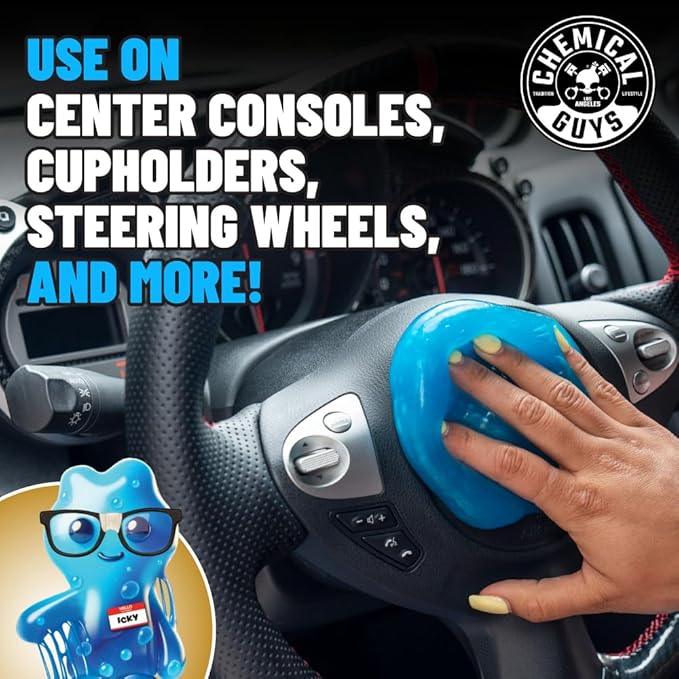 Chemical Guys Car Cleaning Kit Interior 9-Piece - Total Interior Cleaner, Sticky Icky Green Apple & Strawberry Detailing Gel, 3 Detailing Brushes, 3 Towels, Safe for Cars, Trucks, SUVs & More