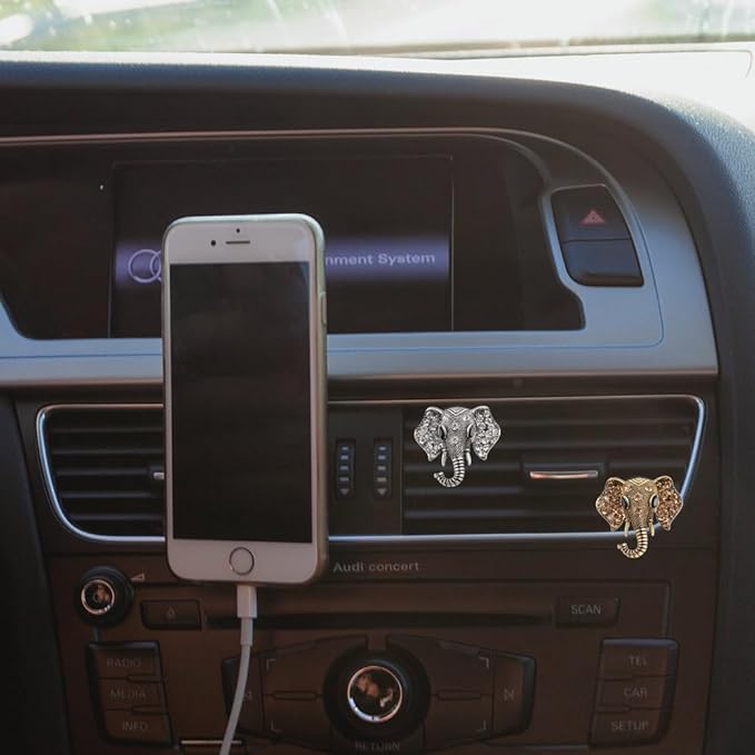 ZOSTLAND Golden Car Decorative Vent Clip,Animal Air Fresheners,Bling Car Air Vent,Automotive Interior Personalized Decor Accessories,Applicable to Truck,SUV,Minivan (2Pcs Elephant)