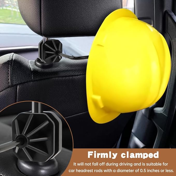 2-Piece Hard Hat Holder for Truck Seat & Car Back, Heavy Duty Dual Hook Organizer for Hats, Safety Vests, & Gear - Perfect for Construction Workers, Commuters, & Work Truck Accessories