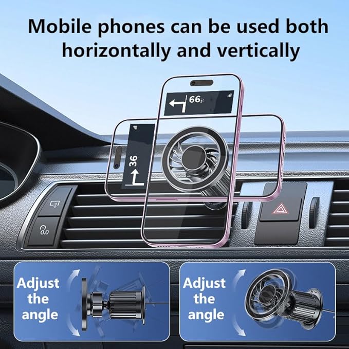 for iPhone Fits MagSafe Car Mount - Magnetic Mag Safe Phone Holder Car Accessories,Dashboard Vent Car Mount for iPhone 16 15 14 13 12 Pro Max Plus,Samsung Galaxy Moto,Gifts for Men Women (Black)