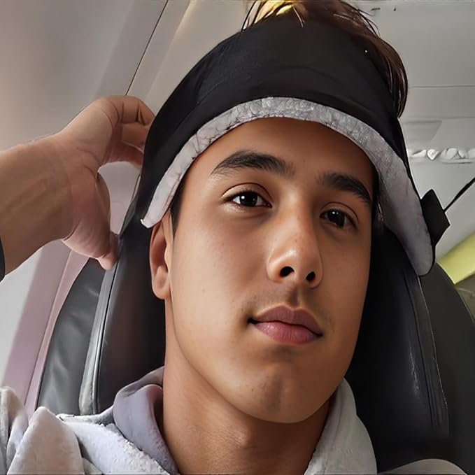 Retractable Travel Pillows with Car and Airplane Head Strap, Compact and Comfortable Upright Plane Pillows That Prevents Head from Shaking While Traveling in Cars and Air