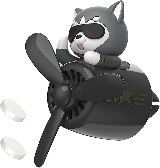 Pilot Car Air Freshener, Cute Cat Car Vent Clip Air Freshener with 2 Fragrant Tablets Automotive Air Outlet Fan Diffuser, Automotive Interiors Vent Decoration (style D)