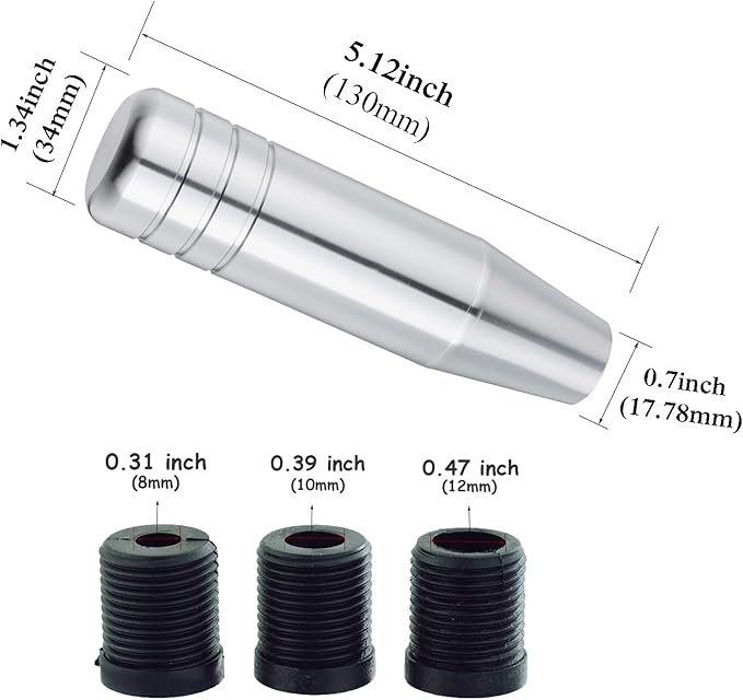 Abfer 5" Heavy Weighted Shifter Knob, Aluminum Alloy Car Gear Lever Stick Shift Handle Fit Most Automatic Manual Vehicle (Silver)