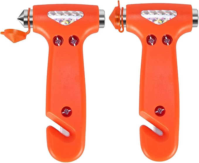 2-Pack Car Safety Hammer Seatbelt Cutter, Auto Emergency Escape Hammer with Window Glass Breaker and Seat Belt Cutter, Striking Escape Tool for Car Accidents