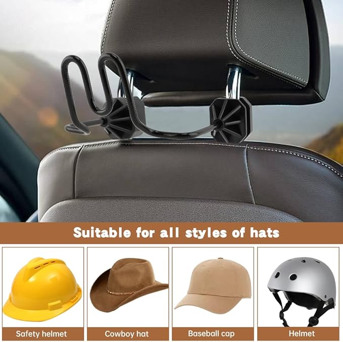 2-Piece Hard Hat Holder for Truck Seat & Car Back, Heavy Duty Dual Hook Organizer for Hats, Safety Vests, & Gear - Perfect for Construction Workers, Commuters, & Work Truck Accessories