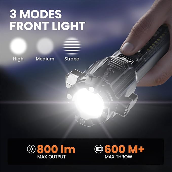 Yemao Car Safety Hammer Flashlight,Tactical Emergency Rescue Tool,Rechargeable LED High Lumens Flashlight,Car Window Glass Breaker and Seatbelt Cutter,Self Defense Multi-Function Torch