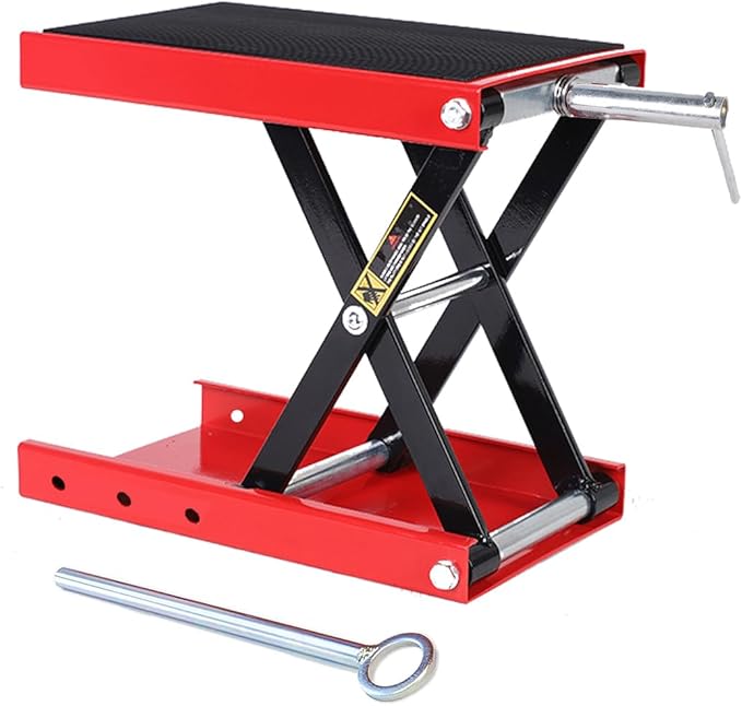 1100 LB Heavy Duty Wide Deck ATV Motorcycle Bike Scooter Scissor Lift Jack Crank Stand with Safety Bar