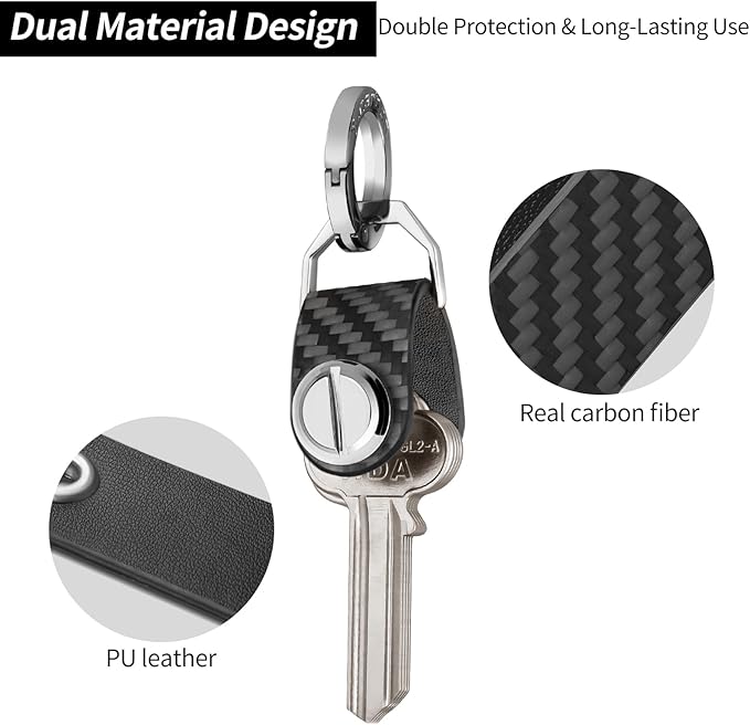 T-carbon Key Organizer, Compact Key Holder, Minimalist Silent Keychain for Men & Women,Expandable Key Case Holds Up to 8 Keys