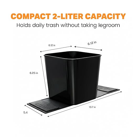 Car Trash Can Leakproof Compact Garbage Bin w/ Stability Flap, Anti-Slip Base, Portable Trash Holder for Cars, Trucks, SUVs, Minivans, Auto Organizer with Trash Bags (Black with Flap, Small)