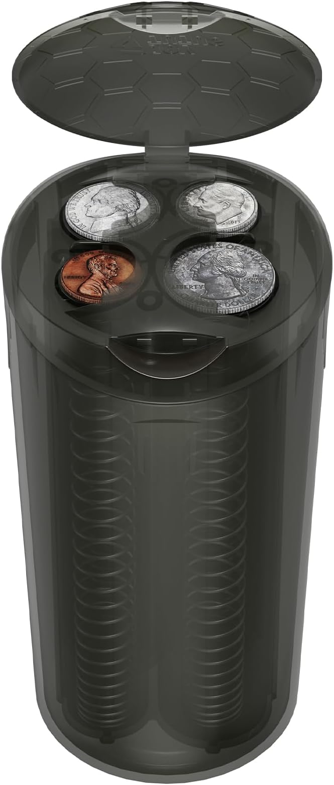 JOYTUTUS Coin Holder for Car, Larger-Capacity Car Change Holder Organizer, Universal Car Coin Holder for Cup Holder, Coin Dispenser Storage Fit Most Car & Trucks Car Accessories,(Transparent Gray)