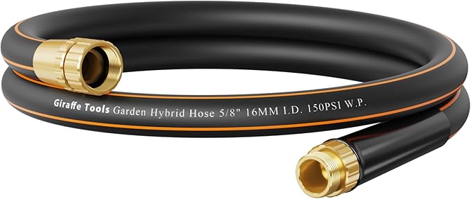 Giraffe Tools Garden Hose 2ft x 5/8", 24INCH Short Water Hose Heavy Duty, Lightweight, Flexible Hybrid Hose with Swivel Handle, Male to Female Fittings