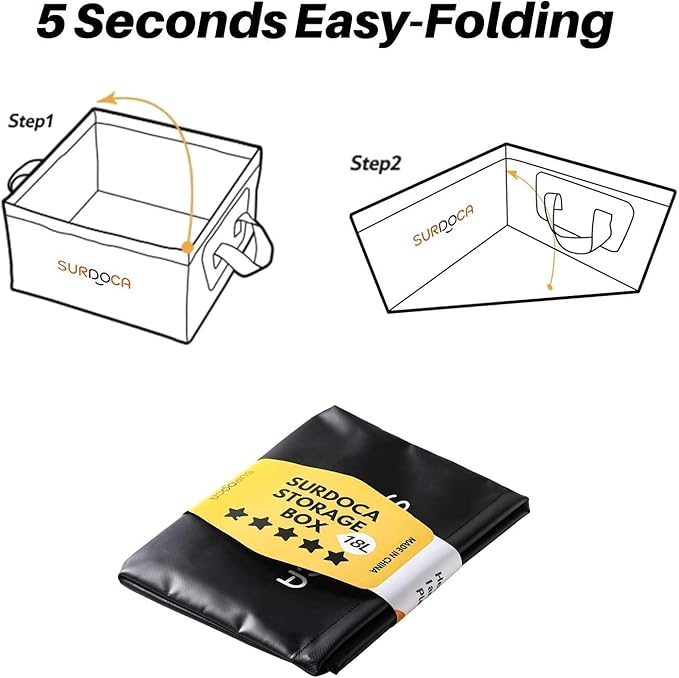SURDOCA Fully Waterproof Car Trunk Organizer, Foldable Truck Organizer, Multifunctional Collapsible Car Storage Bag, Anti-Mud Trunk Storage Organizer 18 Liters
