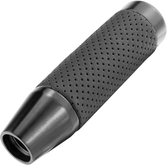 Lunsom Weighted Shifter Knob, Leather Aluminum Alloy Long Shift Stick Handle Shifting Lever Head Fit for Most Manual Transmission Vehicle (Black)