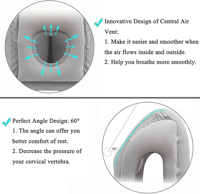 Inflatable Travel Pillows for Airplane, Blow Up Neck Pillow for Sleeping, Airplane Travel Essentials for Long Flight Support Head, Neck and Lumbar, Used for Car/Bus/Train/Office Rest, Adults Kids