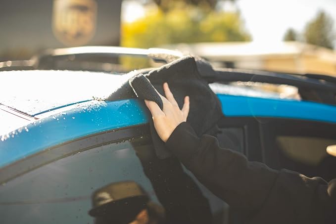 The Rag Company - Car Wash Towel - Professional Microfiber Auto Detailing and Drying Towels, Lint-Free, Streak-Free, Great for General Cleaning, 320gsm - 16in x 27in - Red + Grey + Black (Pack of 6)