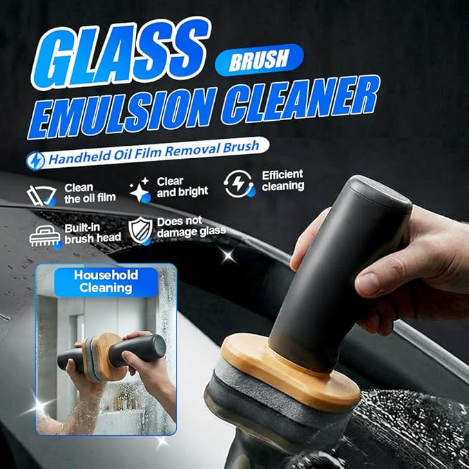 2026 Handheld Glass Oil-Film Remover, New Upgrade Emulsion Cleaner Glass Cleaning Board, Automotive Oil Film Cleaning Brush for Car Windows (2, One Size)