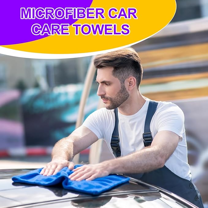 Nuenen 60 Pcs Microfiber Cleaning Cloths for Cars 16 x 16 Inch Ultra Absorbent Car Towels Drying Reusable Cleaning Supplies House Kitchen Window Microfiber Towel (6 Color)