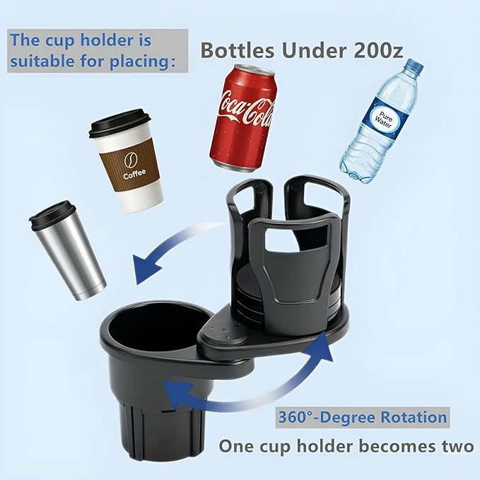 Car Cup Holder Expander, Cup Holder for Car Made of High Density Polymer with Piano Gloss Finish, Stable and Anti-Shake Design, Ideal for Commute, Road Trip