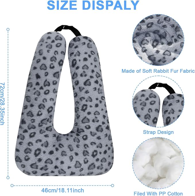 Travel Pillow, Travel Pillow for Kids, Sleeper Hold Pillow Travel, Removable U-Shaped Pillow for Adults and Children to Support Head and Body in The Back Seat of Long Car Trips (Gray Leopard Print)
