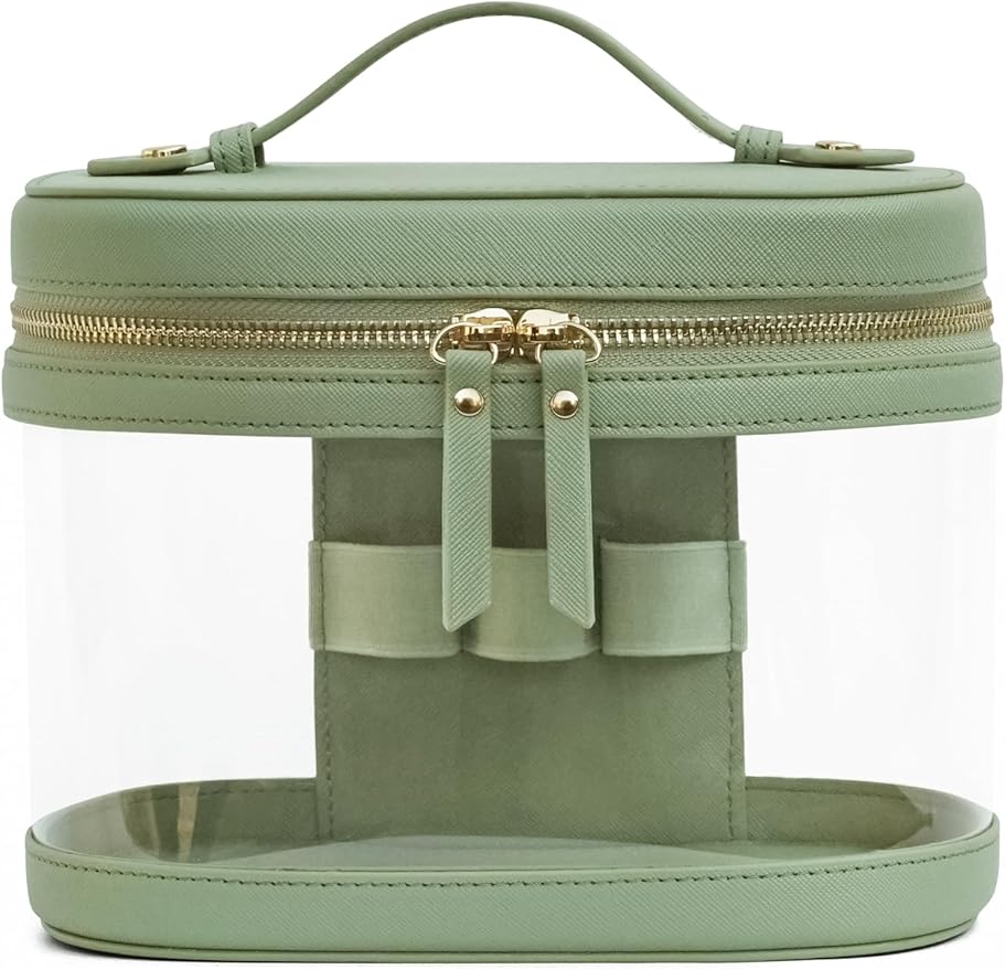 Popvibe Clear Makeup Bag Travel Cosmetic Case Transparent Toiletry Bag with Zipper, Portable Make Up Organizer Traveling Compact Car Bag for Essentials