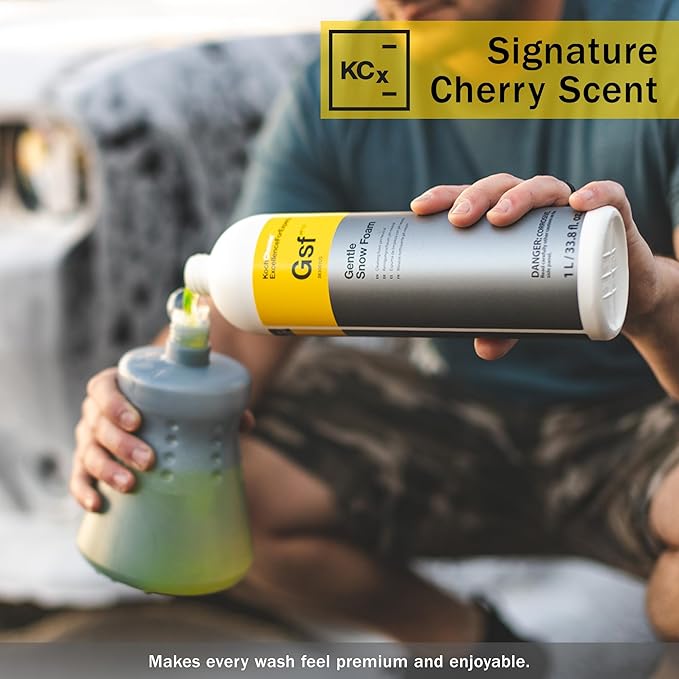 KOCHCHEMIE Gentle Snow Foam - pH Neutral Pre-Cleaning; Works With Foam Cannons & Sprayers; Manual Washing Shampoo; Safe on Existing Wax & Sealed Surfaces; Unique Cherry Fragrance (1 Liter)