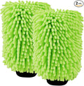 2Pack Car Wash Mitt, 8"×12" Fiber Microfiber Mitt Car Wash Brush for Scratch, Safe on Painted Surfaces, Glass & Plastic, Cars Cleaning Kit Essential, Green