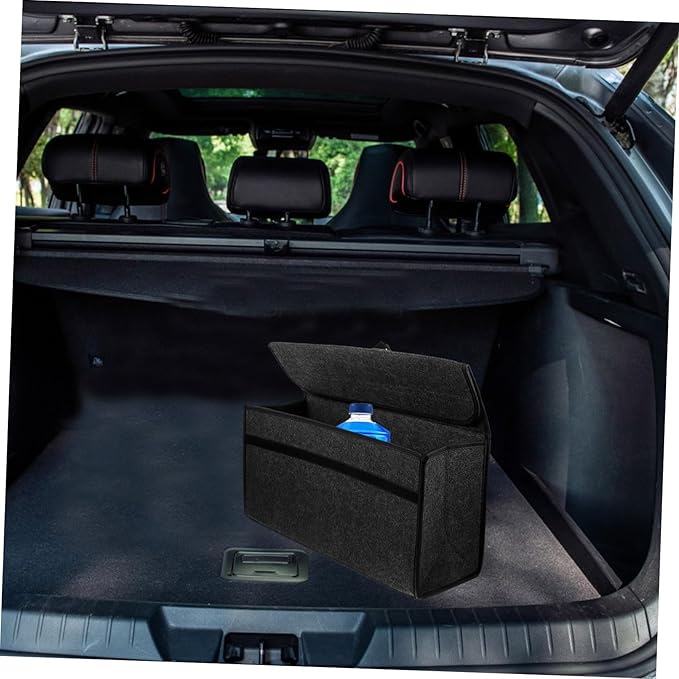 Felt Trunk Storage Bag Foldable Organizer for Car Van Portable Driving Pouch Grey for Groceries Emergency Gear Space Saving Design