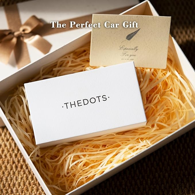 THEDOTS Gold Car Air Freshener Vent Clip, Cashmere Wood Chestnut Scent, Luxury Metal Interior Decor, Premium Holiday Gift Idea