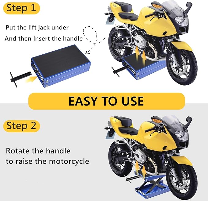 1100 LB Wide Deck Motorcycle/ATV Center Scissor Lift Jack Hoist Stand Bikes, Deep Blue