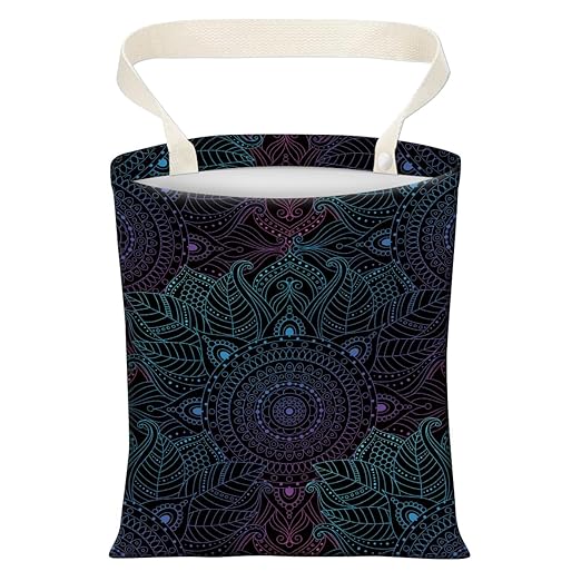 Cute Car Trash Can, Hanging Canvas Car Back Seat Organizer and Storage Bag, Funny Car Trash Bag For Travelling, Outdoor Mandala Dark Pattern