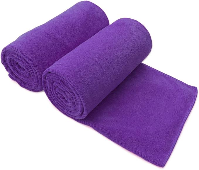 JML Microfiber Bath Towels, 2 Pack Extra Large Microfiber Towel for Body, 30" x 60", Oversized, Ultra Soft, Super Absorbent, Fast Drying, Perfect for Bathroom, Shower, Sauna, Yoga, Gym, Violet