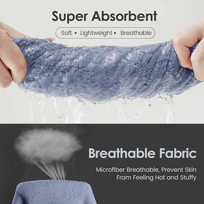 JML Bath Towels, Pack of 4, 30"x60", Large Microfiber Towel Set, Ultra Soft, Super Absorbent, Fast Drying, Perfect for Suana, Shower, Pool, Sport, Travel, Fitness, SPA,Yoga, Coral Fleece - Blue