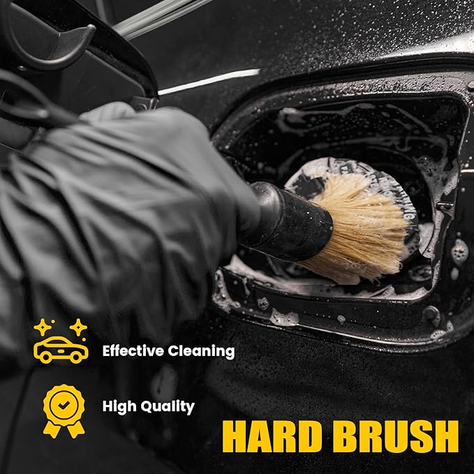 10PCS Car Detailing Brush Kit, All-in-One Interior Exterior Auto Detailing Brushes Set, Durable Ultra Soft Boars Hair Car Detail Brush, Car Cleaning Brush with Storage Bag & Car Drying Towel