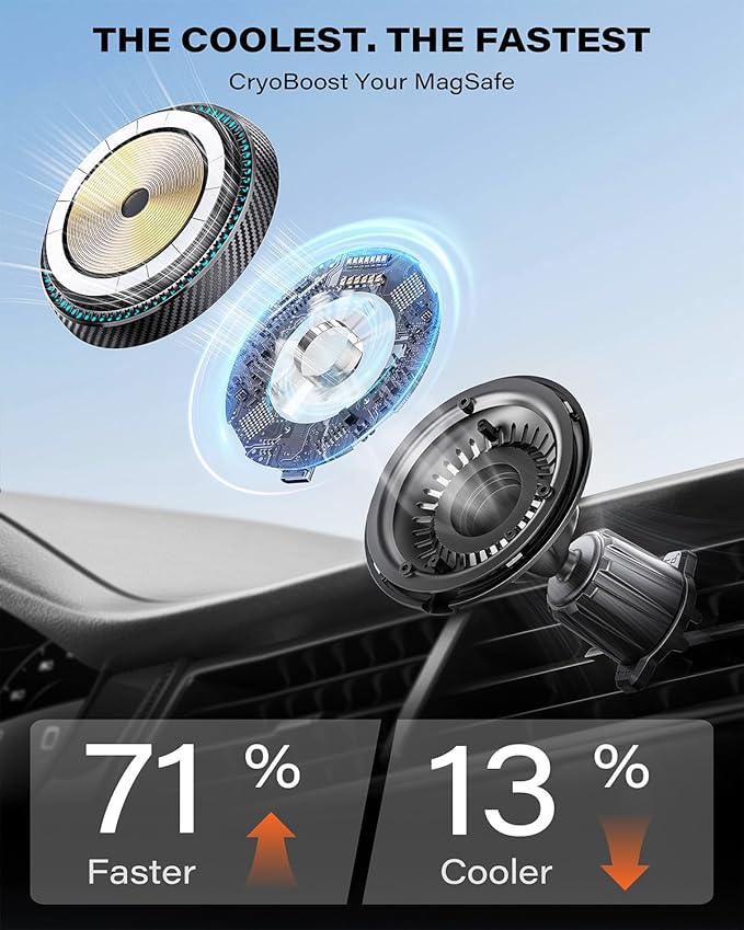 APPS2Car for Qi2 15W MagSafe Car Mount Charger, Qi2-Certified MagSafe Car Charger, Air Vent/Dashboard Magnetic Phone Holder Car for iPhone 16 Pro Max Plus 15 14 13, Black