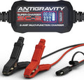 Antigravity Super-Charger – 2-Amp 6V/12V Multi-Function Battery Charger & Maintainer for Lithium (LiFePO4) and Lead/Acid Batteries, LCD Display, Auto Winter Mode, Recondition Feature