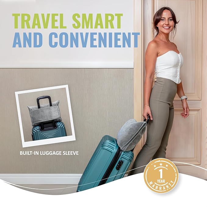 BOACAY Soft & Warm Travel Blanket for Airplane & Car - Long Flight Essential for Women, Men, Kids - Compact Pillow with Luggage Sleeve & Backpack Clip