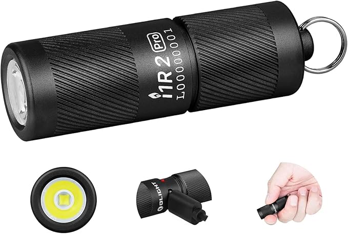 OLIGHT I1R 2 Pro Eos 180 Lumens EDC Rechargeable Keychain Flashlight, Powered by Built-in Rechargeable Battery with Type-C USB Cable, Slim Mini Handheld Light for Everyday Carry (Black)