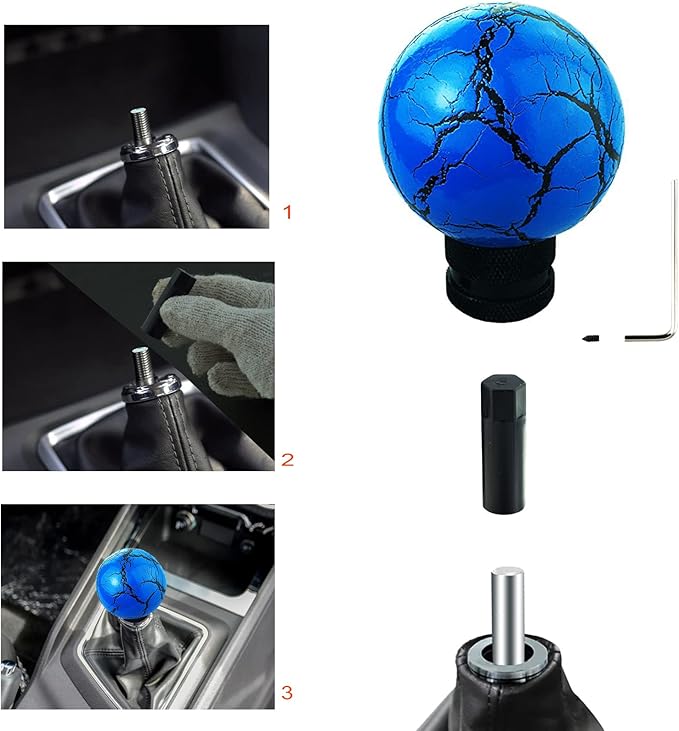 Lunsom Gear Shifter Knob, Resin Shift Ball Round Head Stick Handle Fit Most Automatic Manual Transmission Car (Blue)