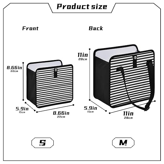 White Black Stripes Car Trash Can Foldable Hanging Waterproof Small Automotive Garbage Cans Trash Bin Storage Bag Car Dustbin Organizer Accessories Small 8.66x8.66x5.9