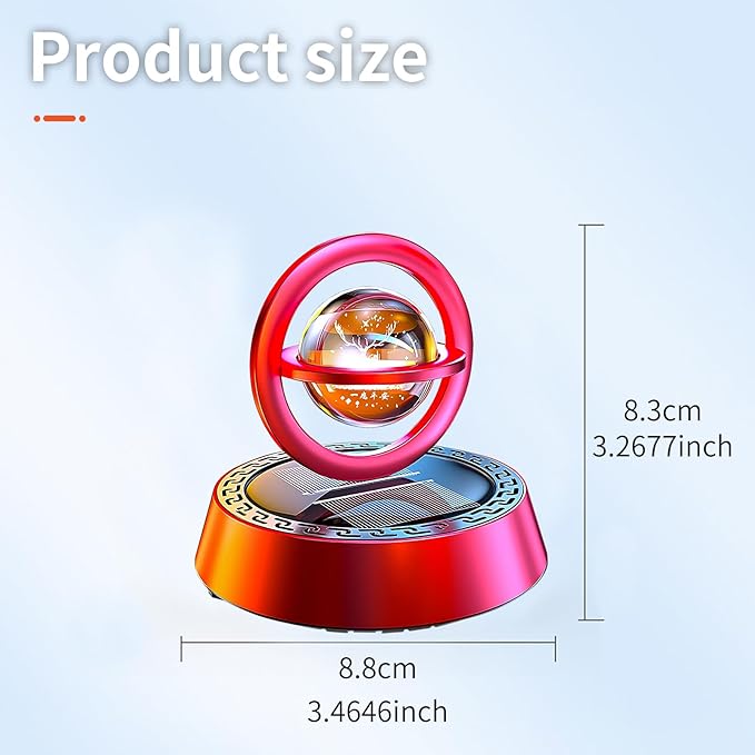 Kwak's Car Air Freshener Little Deer Solar Air Freshener Diffuser for Car Interior Dashboard Autorotation Decoration Accessories with Peace Always (Red-1)