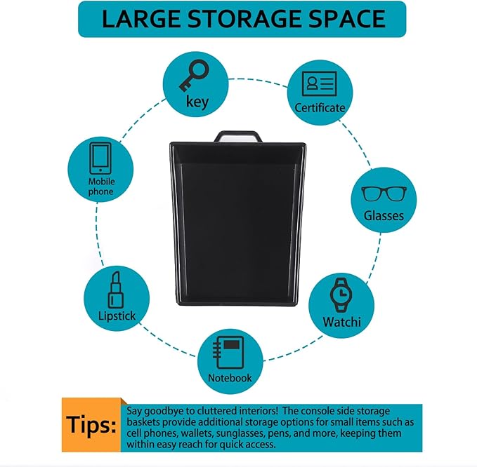 CHEAYAR Car Central Control Storage Box Compatible with Toyota Tacoma 2016-2022, Drivers Side Cubby Drawer, Coin Key Card Holder - Interior Tray Organizer Upgrade Accessories (Black - Minimalist)