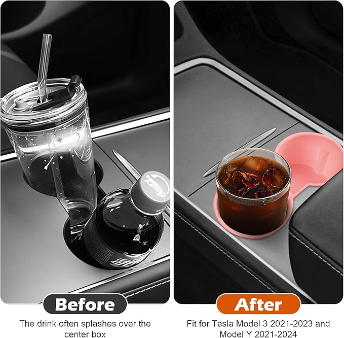 frani Center Console Cup Holder Designed for Tesla Model 3 2021-2023 Model Y 2021-2025,Tesla Interior Center Console Accessories Pink