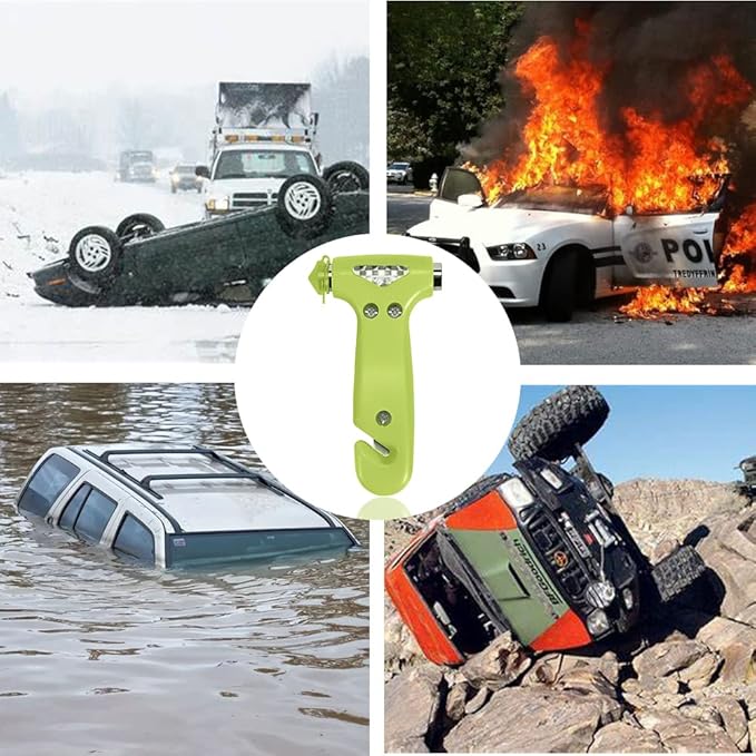 2-Pack Car Safety Hammer, Auto Emergency Escape Hammer with Window Breaker and Seat Belt Cutter, Emergency Escape Tool for Car Accidents, Glow in The Dark