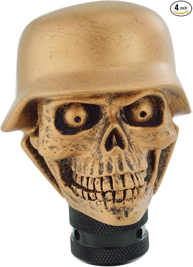Lunsom Skull Gear Shifter Knob, Soldier Car Shift Stick Handle Shifting Head Transmission Fit Most Automatic Manual Vehicle (Bronze)