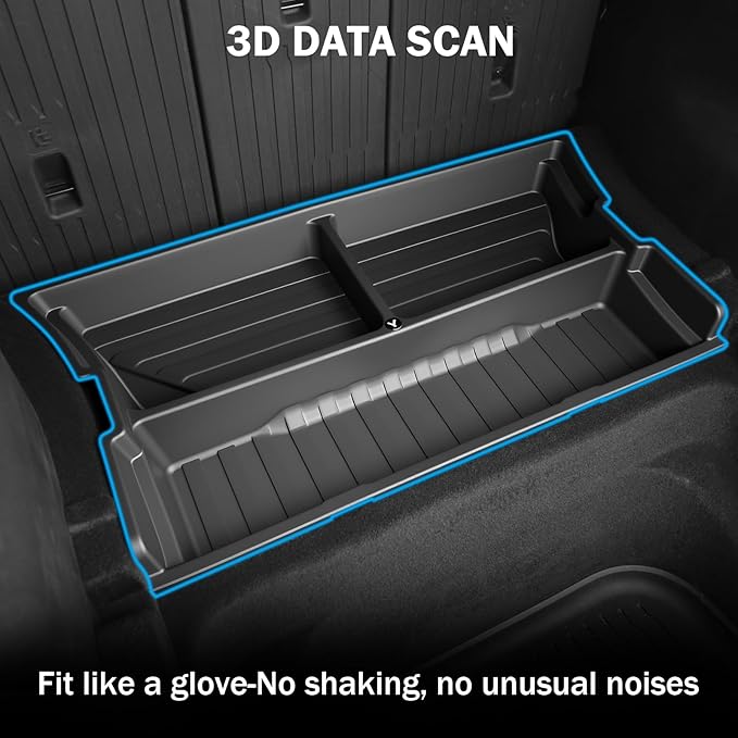 Hidden Trunk Organizer Tray for Tesla Model Y 2019-2026, Custom-Fit Rear Underfloor Storage Box, Durable ABS Compartment for Tools, Emergency Gear & Cleaning Supplies, Quick Access