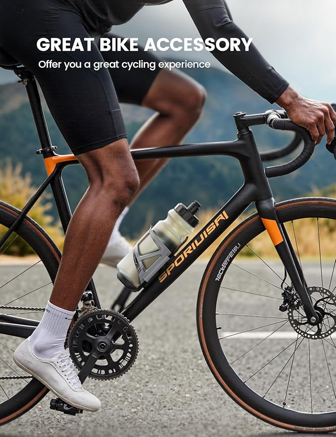 Lamicall Bike Water Bottle Holder - [Tracker Storage] [Adjustable Spring Design] Bike Cup Holder, Bicycle Drink Cage, Cycling Bike Water Bottle Cage with Screws Tool, for 2.28-3.39" Diameter Bottles